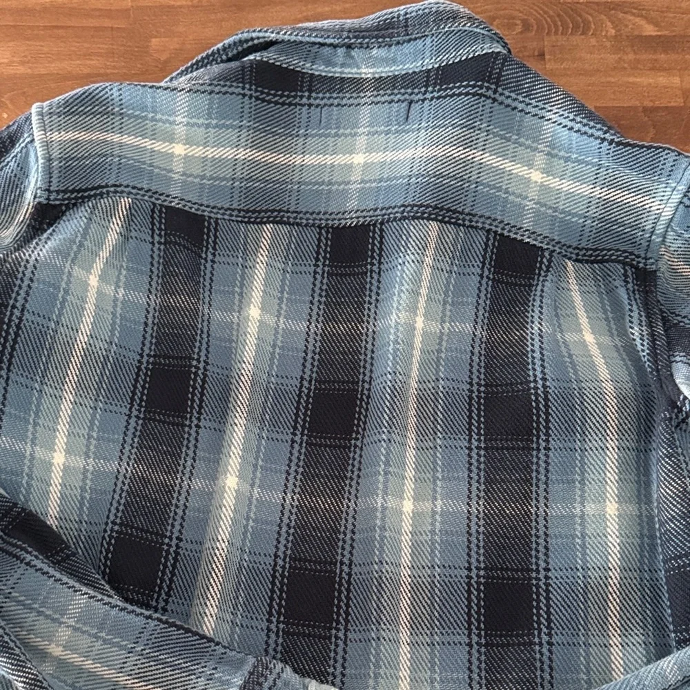 Outerknown Light Blue and Black Plaid Shirt - Picture 5 of 5